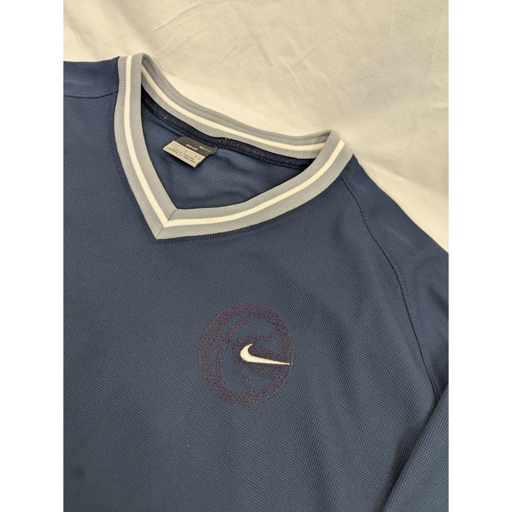 Vintage Nike Basketball Warmup Jersey‎ Blue Large Subtle Embroidered Basketball